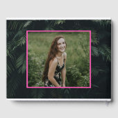 Rosa Neon Tropical Bat Mitzvah Party Wasserzeichen Gästebuch (Rückseite)