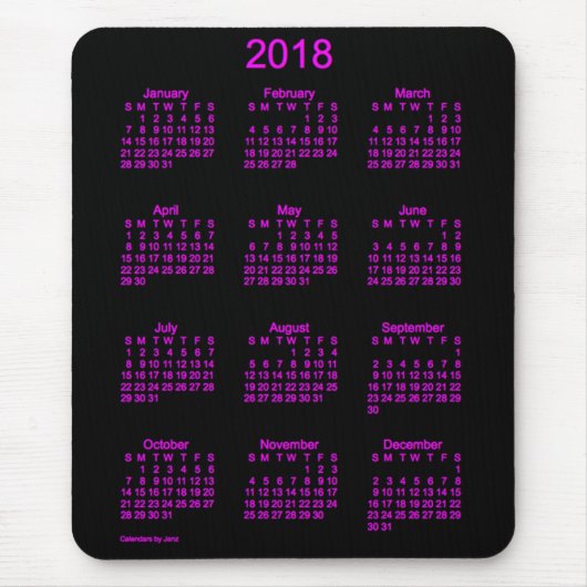 Rosa Neonkalender 2018 durch Janz Mausunterlage Mousepad (Vorne)