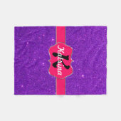 Rosa Neonmonogramm auf lila Glitzer Fleecedecke (Vorderseite (Horizontal))
