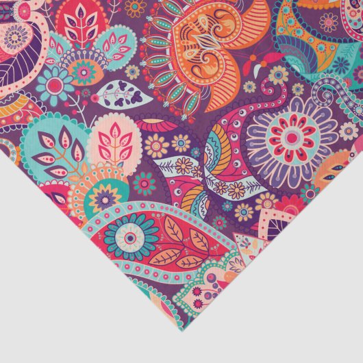 Rosa Neonpaisleyblumenmuster Seidenpapier (Ausschnitt)