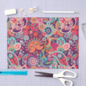 Rosa Neonpaisleyblumenmuster Seidenpapier (Handwerk)