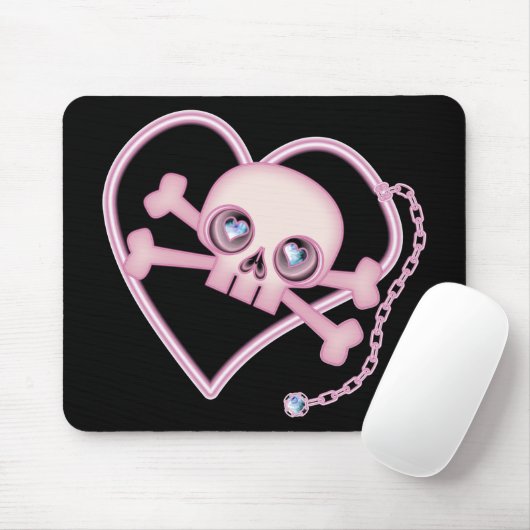 Rosa Neonschädel Mousepad (Mit Mouse)