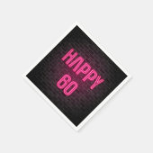 Rosa Neonschild zum 60. Geburtstag auf Ziegelmauer Serviette (Ecke)