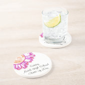 Rosa Neonsonnenblume-Abschluss Sandstein Untersetzer (Seite)