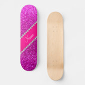 Rosa Neonstreifen des heißen Rosas des Glitters Skateboard (Vorderseite)