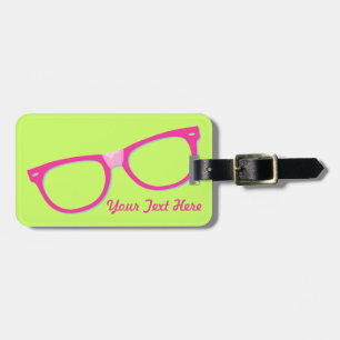 Rosa Nerd-Gläser Gepäckanhänger