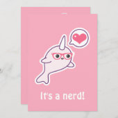 Rosa Nerd Narwhal Baby Shower Einladungen (Vorne/Hinten)