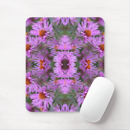Rosa Neuengland Aster-Blume Abstrakt Mousepad (Mit Mouse)
