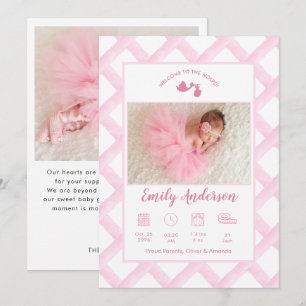 Rosa Neugeborenen Baby Mädchen Foto Collage Geburt Ankündigung