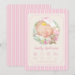 Rosa Neugeborenen-Geburtsfoto Junge Baby Ankündigu Ankündigung