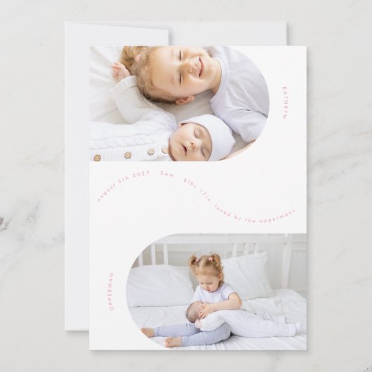 Rosa, neugeborenes Foto Ankündigung (Rückseite)