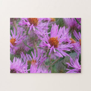 Rosa New England Asters Blumen Art Puzzle