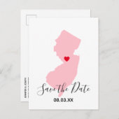 Rosa New Jersey Red Heart Save the Date Ankündigungspostkarte (Vorne/Hinten)