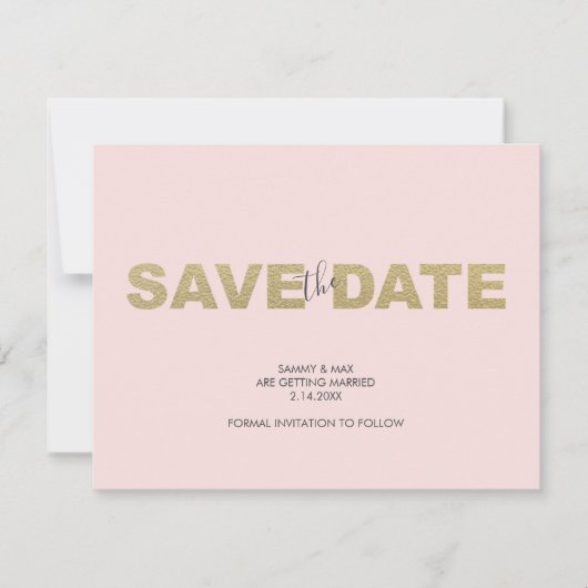 Rosa Nicht-Foto-Hochzeit speichern das Datum der E Save The Date (Vorderseite)