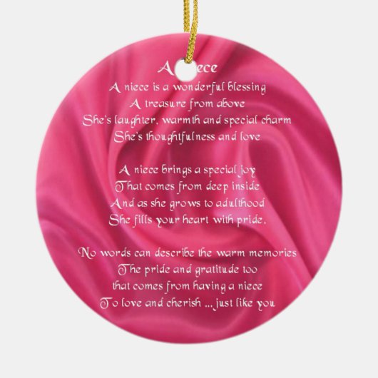 Rosa - Nichten-Gedicht Keramik Ornament (Vorne)