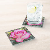 Rosa Nicole [Glass Coaster] Glasuntersetzer (Schrägansicht)