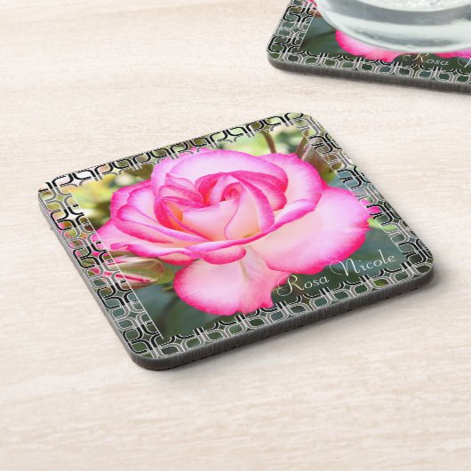 Rosa Nicole [Set aus hartem Kunststoff] Getränkeuntersetzer (Linke Seite)