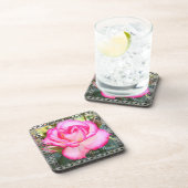 Rosa Nicole [Set aus hartem Kunststoff] Getränkeuntersetzer (Rechte Seite)
