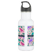 Rosa | Niedlich farbige Dinosaurier Muster Kids Na Edelstahlflasche (Rückseite)