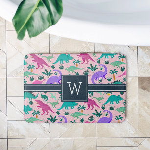 Rosa   Niedlich farbiges Dinosaurier-Muster Kid Mo Badematte