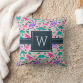 Rosa | Niedlich farbiges Dinosaurier-Muster Kid Mo Kissen (Decke)