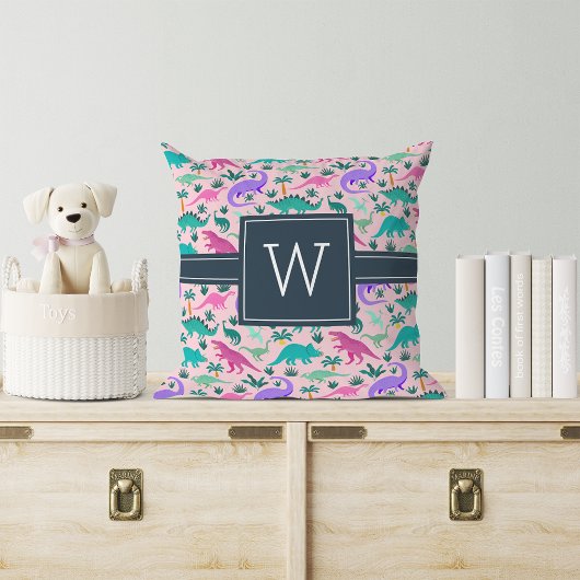 Rosa | Niedlich farbiges Dinosaurier-Muster Kid Mo Kissen