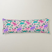 Rosa | Niedlich farbiges Dinosaurier-Muster Kid Mo Seitenschläferkissen (Rückseite)