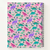 Rosa | Niedlich farbiges Dinosaurier-Muster Person Notizblock (Rückseite)