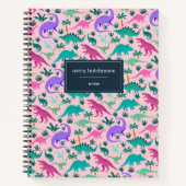 Rosa | Niedlich farbiges Dinosaurier-Muster Person Notizblock (Vorderseite)