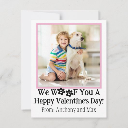 Rosa Niedlich Kids Hund Foto Klassenzimmer Valenti Mitteilungskarte (Vorderseite)