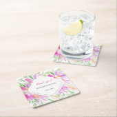 Rosa Niedlich Modern Watercolor Boho Floral Rechteckiger Pappuntersetzer (Vor Ort)