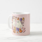 Rosa Niedlich Retro Halloween Ghouls Kaffeetasse (Vorderseite Links)