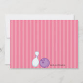 Rosa, Niedlich, Striped Girl Bowling Party Einladu Einladung (Rückseite)