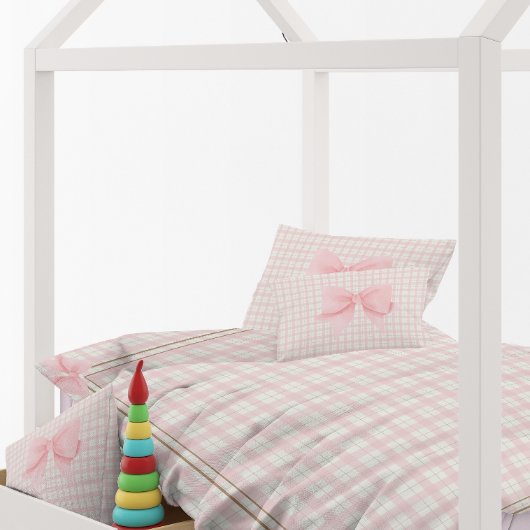 Rosa Niedlich Sweet Kariert Girly Bow Kinderzimmer Kissenbezug