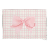 Rosa Niedlich Sweet Kariert Girly Bow Kinderzimmer Kissenbezug (Vorderseite)