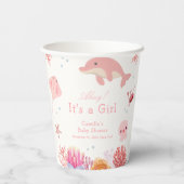 Rosa Niedlich unter dem Meer Dolphin Girl Dusche Pappbecher (Rückseite)