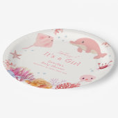 Rosa Niedlich unter dem Meer Dolphin Girl Dusche Pappteller (Schrägansicht)