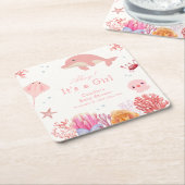 Rosa Niedlich unter dem Meer Dolphin Girl Dusche Rechteckiger Pappuntersetzer (angewinkelt)