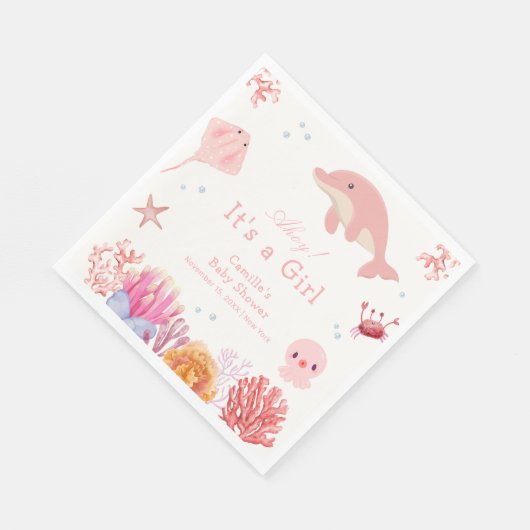 Rosa Niedlich unter dem Meer Dolphin Girl Dusche Serviette (Ecke)