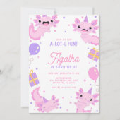 Rosa Niedliche Axolotl Girl Geburtstag Einladung (Vorderseite)