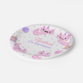 Rosa Niedliche Axolotl Girl Geburtstag Pappteller (Schrägansicht)