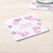 Rosa Niedliche Axolotl Girl Geburtstag Rechteckiger Pappuntersetzer (angewinkelt)