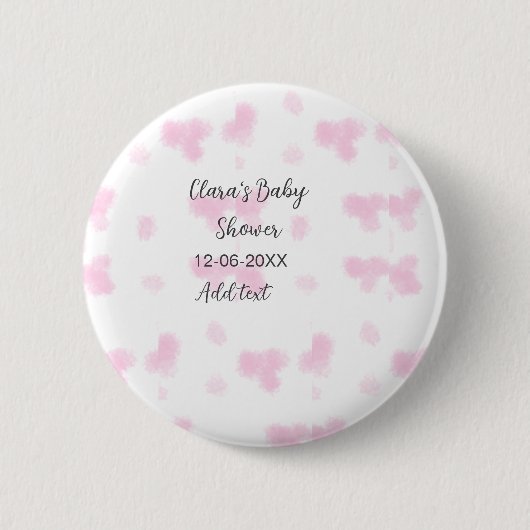 Rosa niedliche Blume Babydusche Aquarell Modernes  Button (Vorderseite)