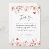 Rosa Niedliche Blumendusche Dankeskarte (Vorne/Hinten)