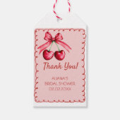 Rosa Niedliche Bow Cherry am oberen Brautparty Geschenkanhänger (Vorderseite)