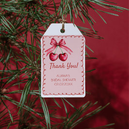 Rosa Niedliche Bow Cherry am oberen Brautparty Geschenkanhänger
