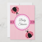 Rosa niedliche Cartoon Ladybug Babydusche Einladung (Rückseite)