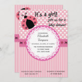 Rosa niedliche Cartoon Ladybug Babydusche Einladung (Vorne/Hinten)