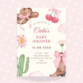 Rosa niedliche Cowboy-Bogen-Babydusche Einladung