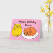 Rosa Niedliche Cudly Cats Cartoon Geburtstagskarte Karte (Gelbe Blume)